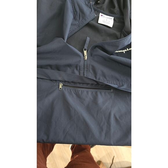 Champion 1/4 Zip Navy Pullover Windbreaker Hoodie – Men’s Size Small - Picture 4 of 4